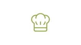 Ein stilisiertes Kochmütze-Symbol in einem minimalistischen Design, das Kreativität in der Küche symbolisiert.